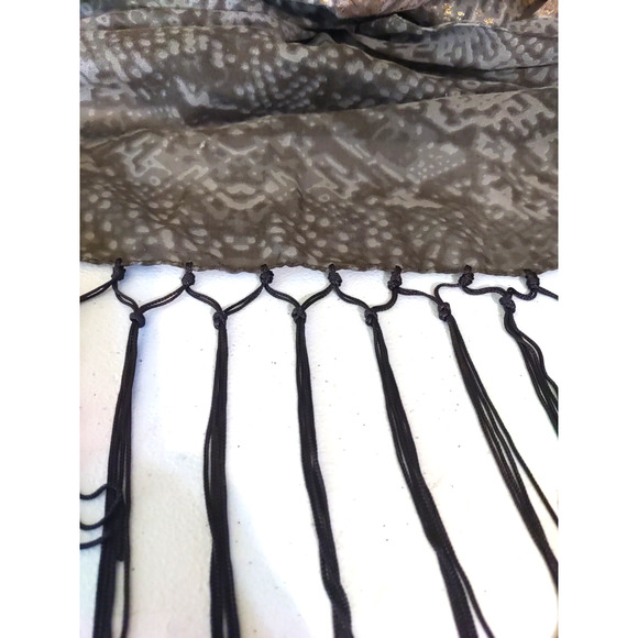 Maurice's Scarf Rectangle 72 X 20 Gold Metallic Green Gray Snake Print - Picture 8 of 11